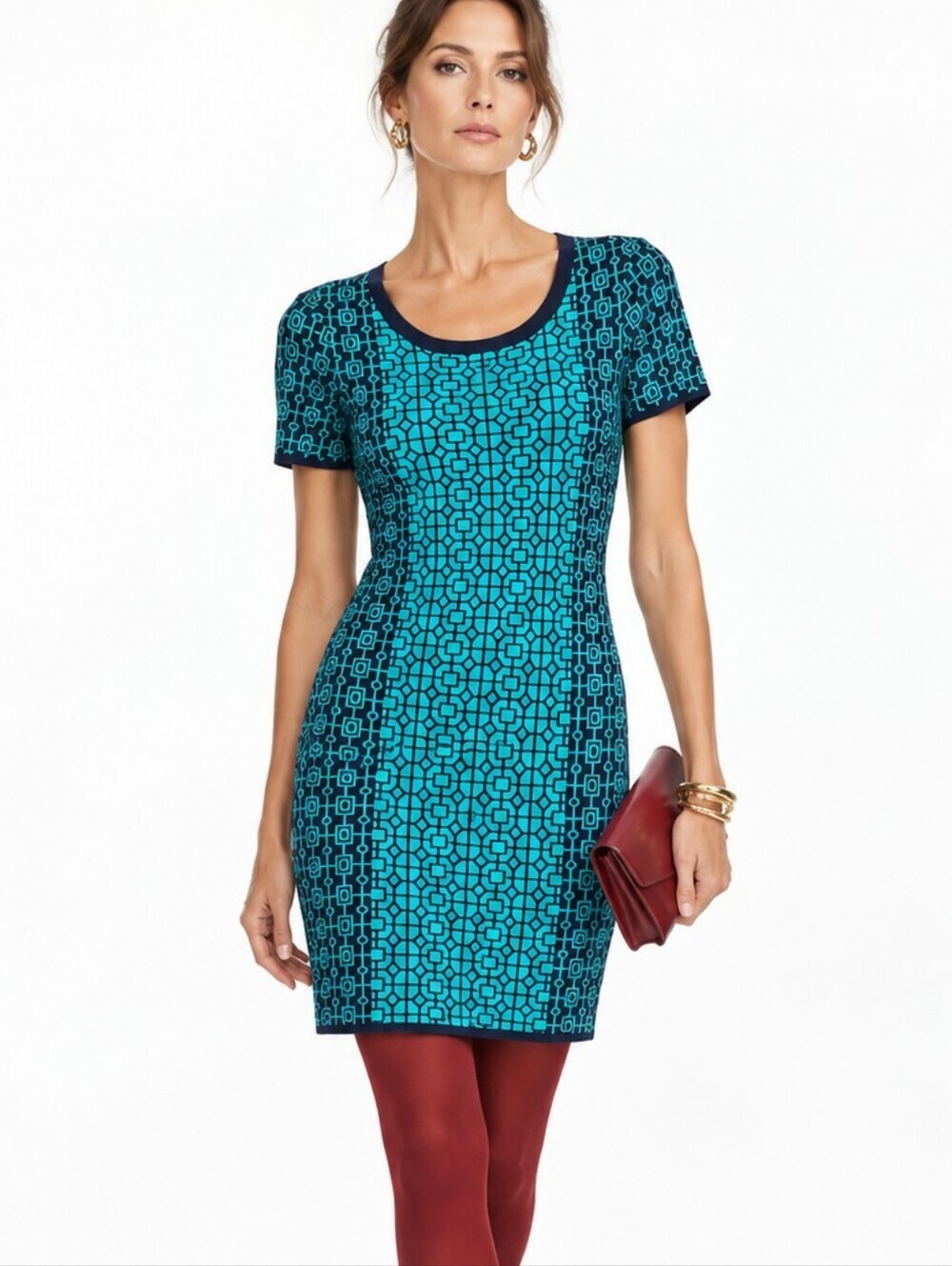 Romeo & Juliet Teal Navy Blue Knit Rayon Dress NWT